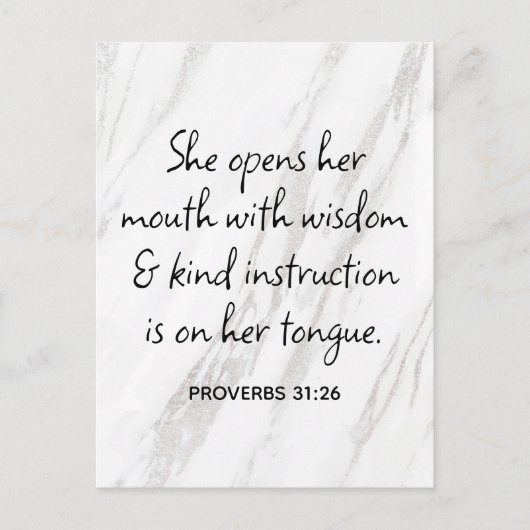 Proverbs 31:26 Bijbelverse marmer Glam Briefkaart (Voorkant)