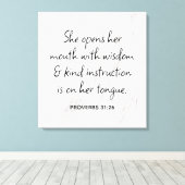 Proverbs 31:26 Bijbelverse marmer Glam Canvas Afdruk (Insitu (Houten vloer))