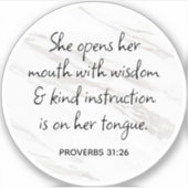 Proverbs 31:26 Bijbelverse marmer Glam Sticker (Voorkant)