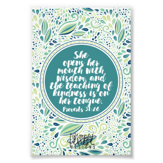 Proverbs 31:26 Onderwijs van de Manuscript van de  Foto Afdruk