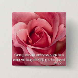 Proverbs 31:30 vierkante button 5,1 cm