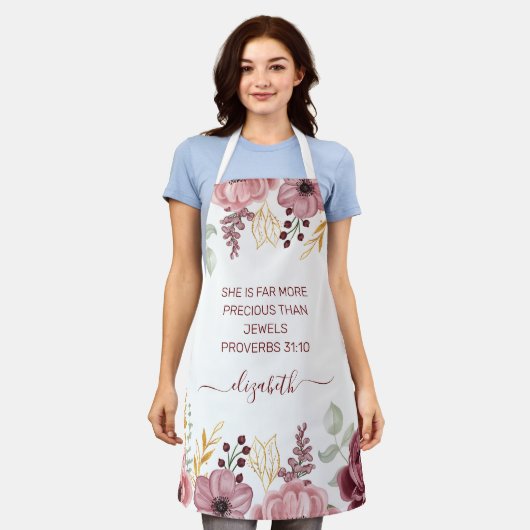 Proverbs 31 Elegant pastel pink flower Schort (Gedragen)