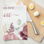 Proverbs 31 Elegant pastel pink flower Theedoek (Quarter Fold)