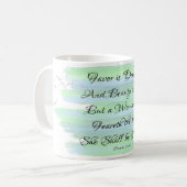 Proverbs 31 Godly Woman Blue Waterverf Quote Mok (Voorkant links)