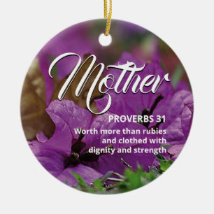 PROVERBS 31 MOTHER Moderne Floral Christelijk Keramisch Ornament