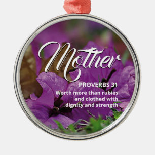 PROVERBS 31 MOTHER Moderne Floral Christelijk Metalen Ornament