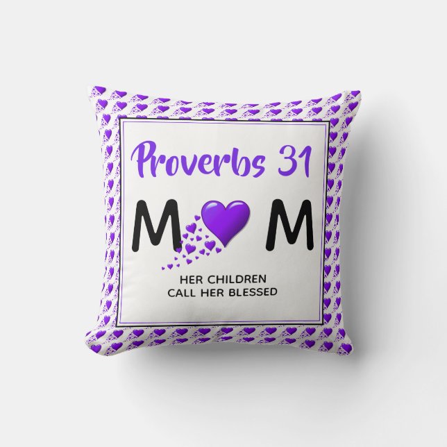PROVERBS 31 MUM Paarse Moederdag Kussen (Voorkant)