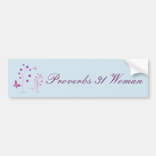 Proverbs 31 Vrouw met vlinders Bumpersticker (Voorkant)