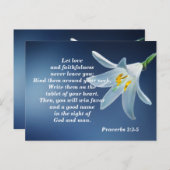 Proverbs 3: 3-4 Liefde en trouw moedig aan Briefkaart (Voorkant / Achterkant)