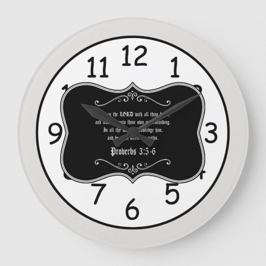Proverbs 3:5-6 Bijbel Verse Aangepaste Christelijk Grote Klok (Voorkant)