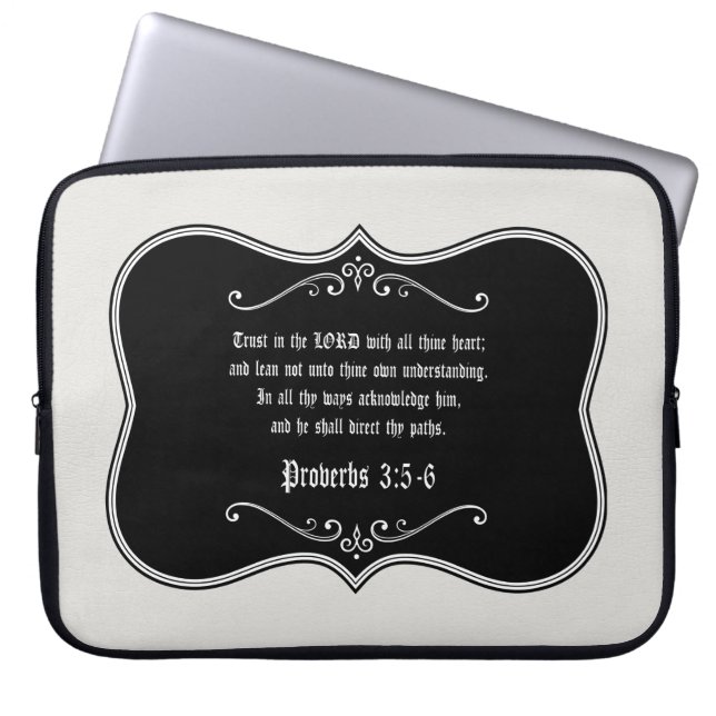 Proverbs 3:5-6 Bijbel Verse Aangepaste Christelijk Laptop Sleeve (Voorkant)