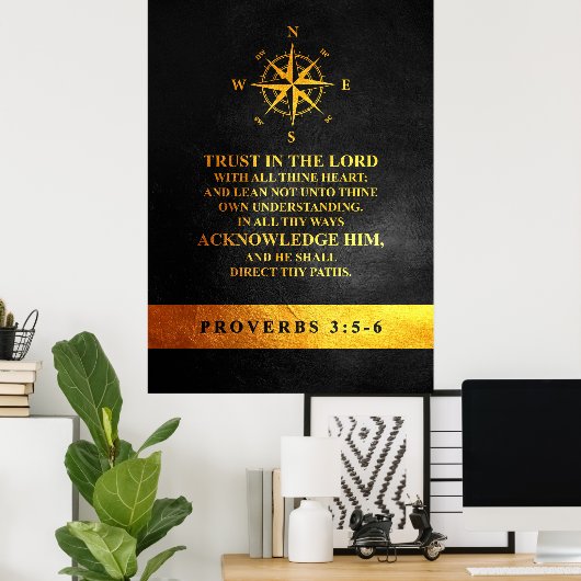 Proverbs 3:5-6 Bijbelversie Poster (Thuiskantoor)