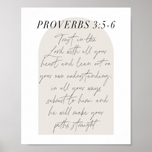 Proverbs 3:5-6 Boho Beige Arch Poster (Voorkant)