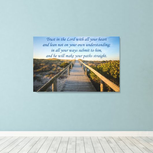 Proverbs 3:5-6 canvas afdruk (Insitu (Houten vloer))