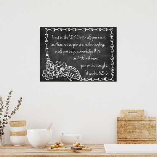 Proverbs 3:5-6 Chalkboard Style Poster (Cuisine)