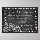 Proverbs 3:5-6 Chalkboard Style Poster (Devant)