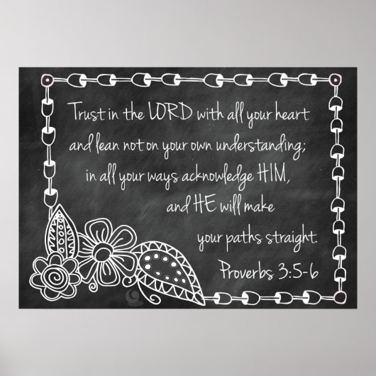 Proverbs 3:5-6 Chalkboardstijl Poster (Voorkant)