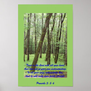 Proverbs 3: 5-6 poster met prachtige groene bomen