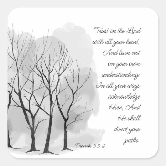 Proverbs 3:5-6 Trust in the Lord Vierkante Sticker (Voorkant)
