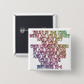 Proverbs 3:5-6 vierkante button 5,1 cm (Voorkant /achterkant)