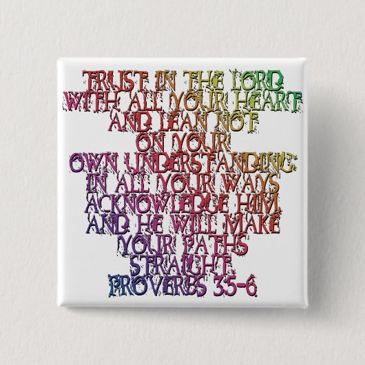 Proverbs 3:5-6 vierkante button 5,1 cm (Voorkant)