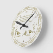 Proverbs 3:5-6 wandklok met vogels, bloemen grijs ronde klok (Hoek)