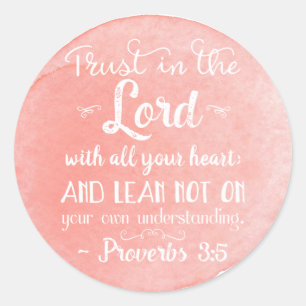 Proverbs 3:5 Inspiratie Bijbelstickers Sinaasappel Ronde Sticker