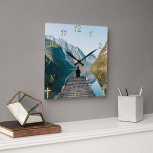 Proverbs 3:5 op het dok vierkante klok