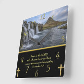 Proverbs 3:5 watervallen in vallei vierkante klok (Hoek)