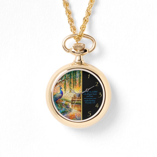 Proverbs 3:5 Witte Kerk Horloge (Voorkant)