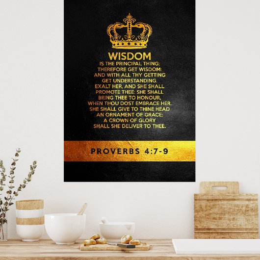 Proverbs 4:7-9 Bijbelversie Poster (Keuken)