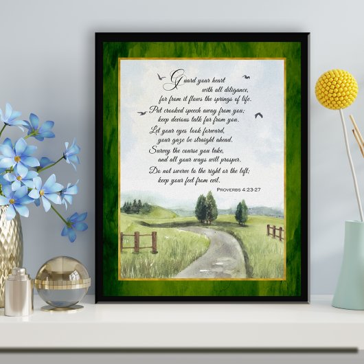 Proverbs 4 Bijbeltekst Waterverf landschapscanvas Poster