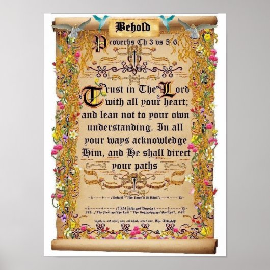 Proverbs Hoofdstuk 3 verses 5-6 Trust in Lord Poster (Voorkant)