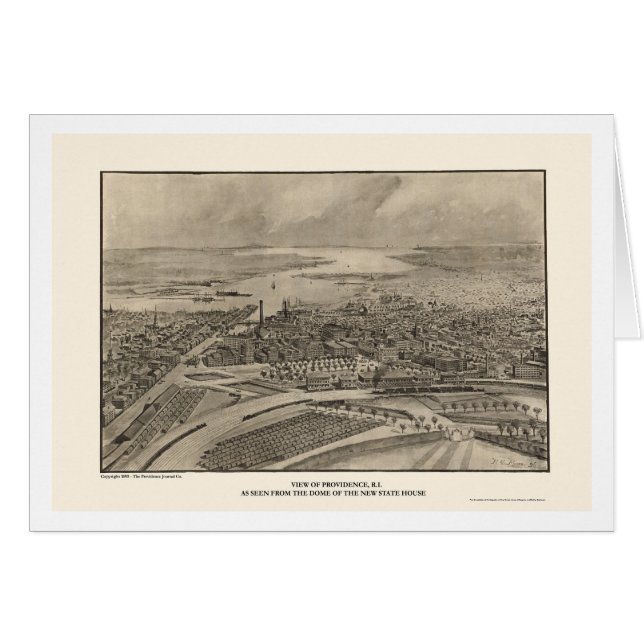 Providence, RI Panoramic Map - 1896 (Voorkant Horizontaal)