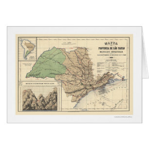 Province de la carte 1886 de Sao Paulo Brésil