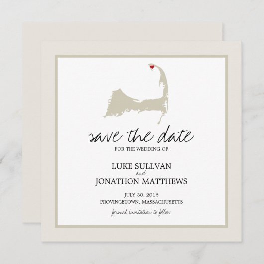 Provincetown Cape Cod Wedding Save the Date (Voorkant / Achterkant)
