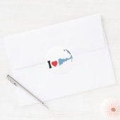 Provincetown "I Love"-design. Ronde Sticker (Envelop)