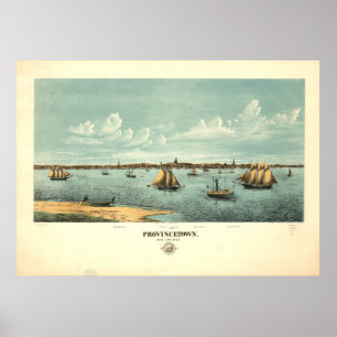 Provincetown Massachusetts 1877 Antiek Panorama Poster
