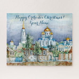 Provinciaal klein stadje Zadonsk aquarelle Legpuzzel