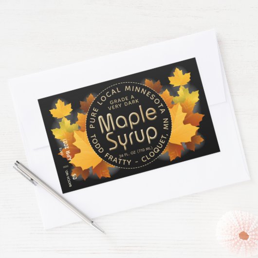 Provincie Naam Batch en Datum MAPLE STROOP LABEL (Envelop)