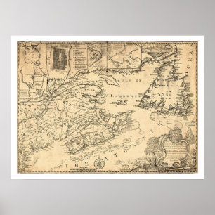 Provincie Nova Scotia Canada Map 1776 Poster