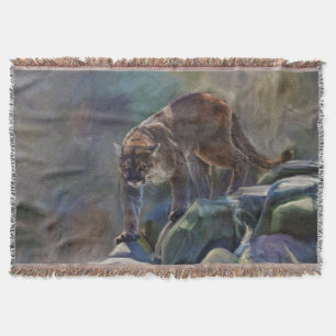 Prowling Cougar Mountain Lion Wildlife Art Design Deken