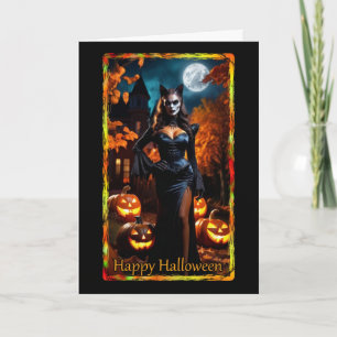 Prowling Kat Kostuum Halloween Kaart