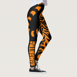 Prowling Tiger Black en Oranje aangepaste Leggings