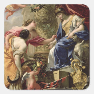 Prudence Leading Peace and Abundance, c.1645 (aard Vierkante Sticker