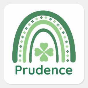 Prudence Name Clover Boho Rainbow Vierkante Sticker