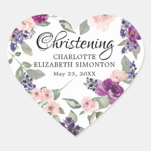 Pruim Blush Bloemen Hart Envelop Afdichting Hart Sticker