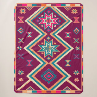Pruim Boho Zuidwesters Geometrisch Volkskunstpatro Sherpa Deken