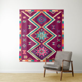 Pruim Boho Zuidwesters Geometrisch Volkskunstpatro Wandkleed