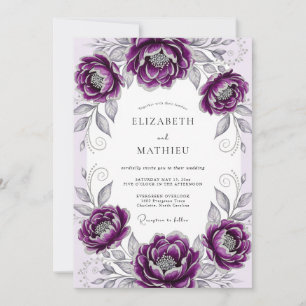 Pruim Elegante Botanische Bruiloft Kaart